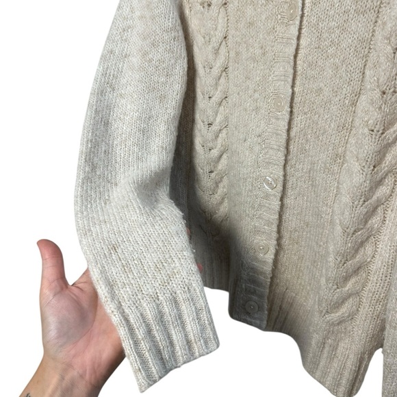 Cream Cable Knit Coastal Grandma Wool Blend Button Up Sweater Womens Size Small - Picture 2 of 5